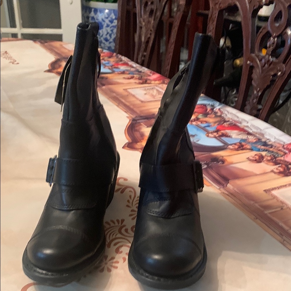Harley-Davidson Black Combat Moto Boots with Buckle Strap - Picture 2 of 5